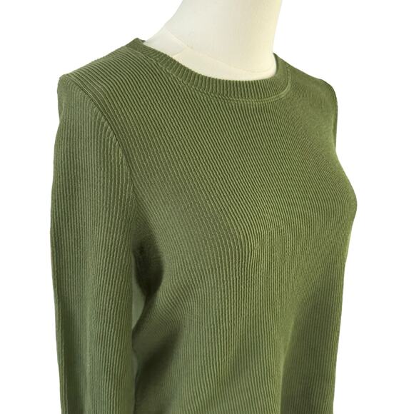 Madewell Green Asymmetrical Hem Top Ribbed Long Sleeve  Bohemian Versatile Small - Picture 11 of 15